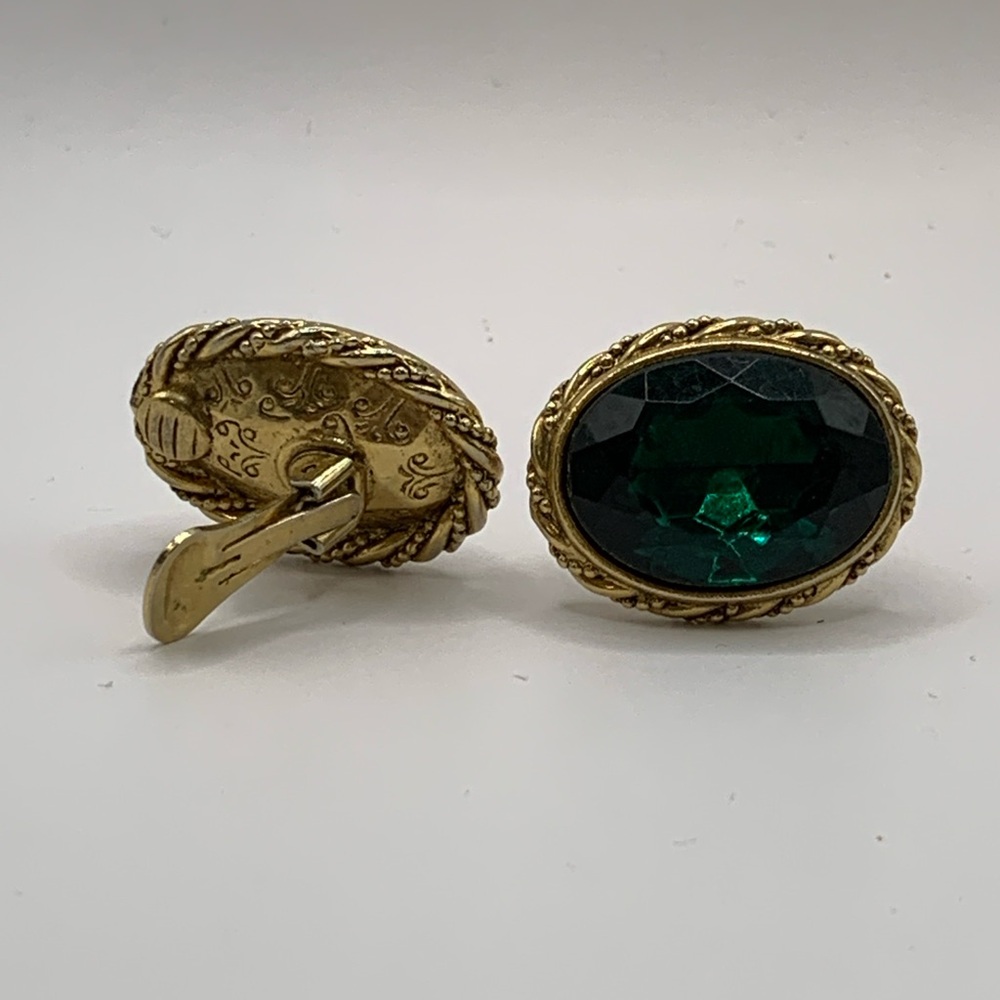 Vintage Gold and Green Clip-On Earrings may be 1928 brand
